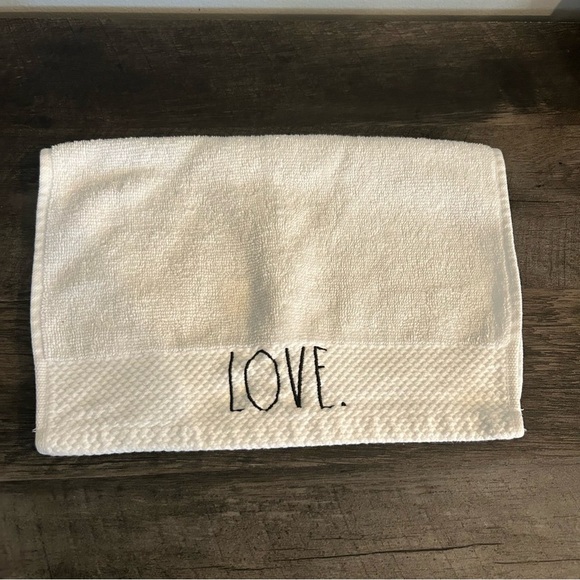 Rae Dunn Love White Embroidered Kitchen Towel - Picture 1 of 3